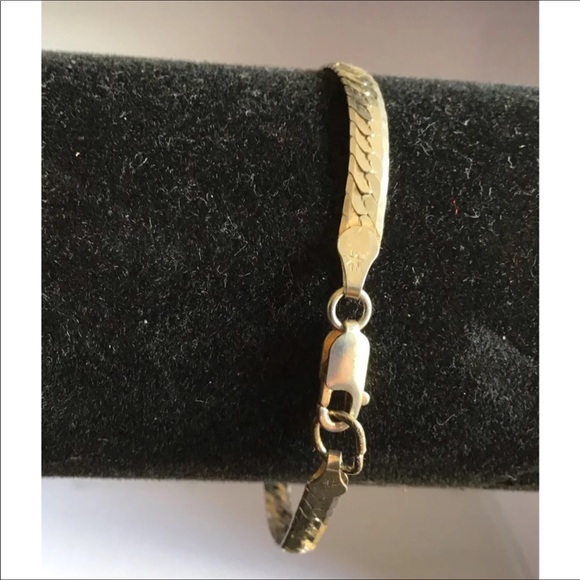 Hallmark:"925”;6” Sterling Silver Herringbone Bracelet - Picture 3 of 5